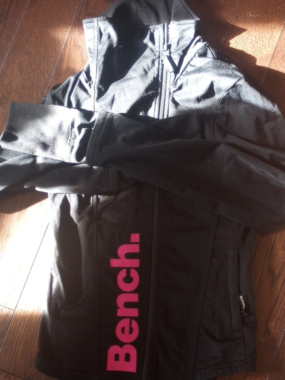 Bench Black Zip-Up Utility Jacket with Pink Logo